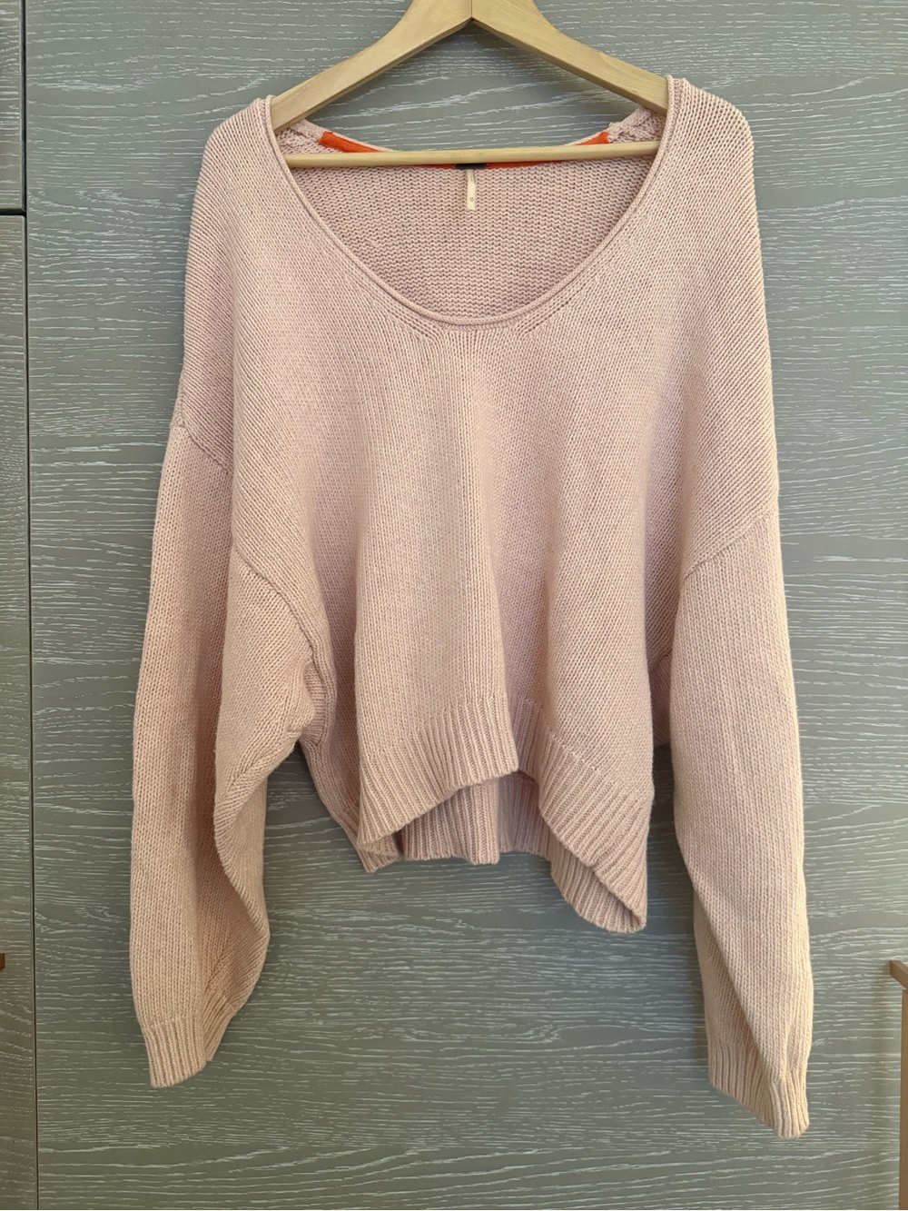 Free People Dusty Pink Scoop Neck Relaxed Knit Sweater